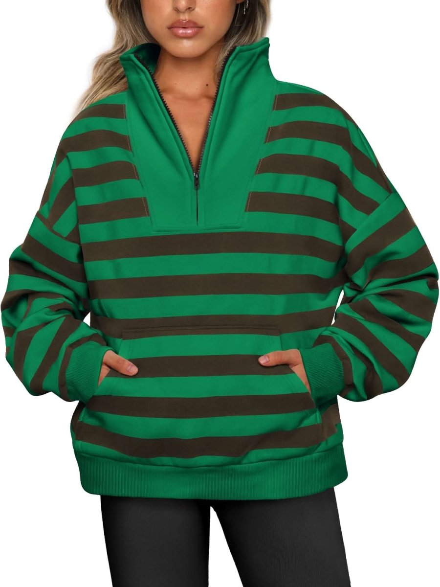 Trendy Queen Sweatshirts Half Zip Pullover Quarter Zip Oversized Hoodies Sweaters Comfy Fall Outfits 2024 Y2K Winter Clothes - Love Salve 