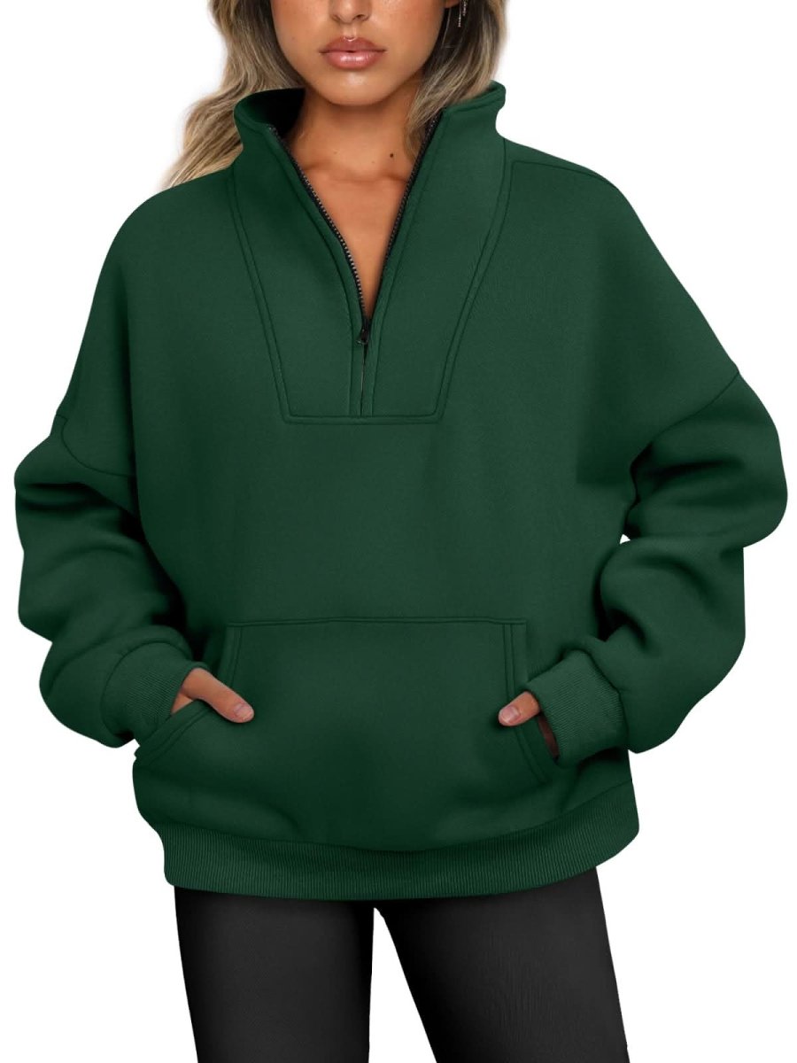 Trendy Queen Sweatshirts Half Zip Pullover Quarter Zip Oversized Hoodies Sweaters Comfy Fall Outfits 2024 Y2K Winter Clothes - Love Salve 
