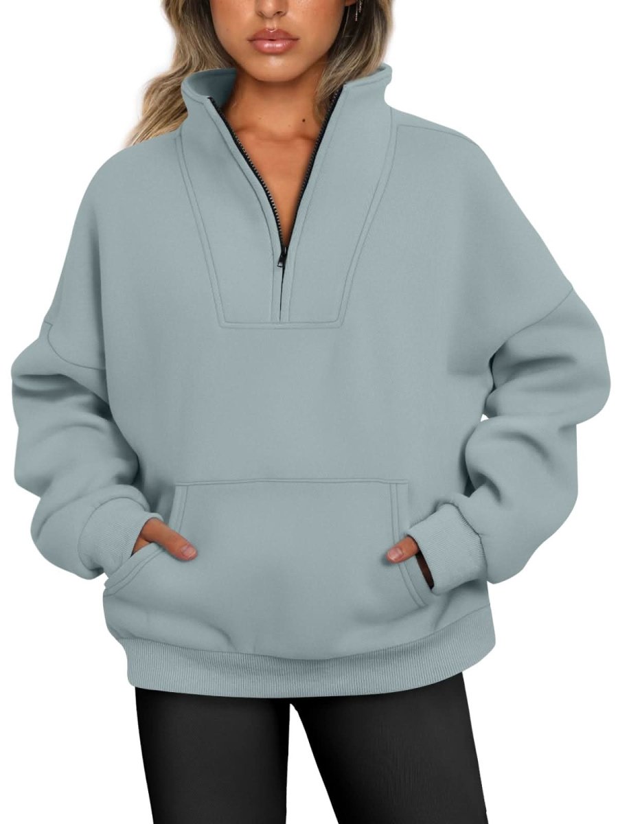 Trendy Queen Sweatshirts Half Zip Pullover Quarter Zip Oversized Hoodies Sweaters Comfy Fall Outfits 2024 Y2K Winter Clothes - Love Salve 