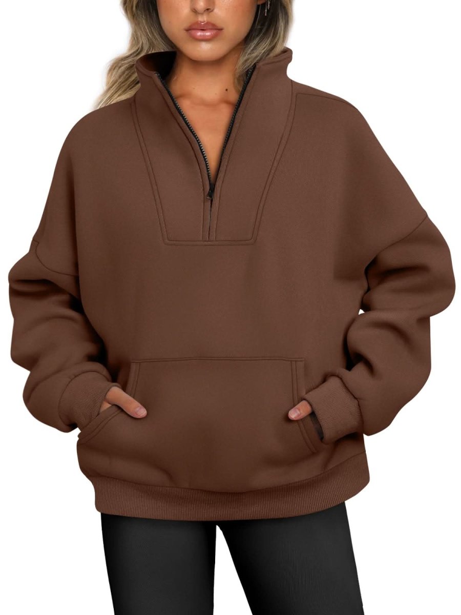 Trendy Queen Sweatshirts Half Zip Pullover Quarter Zip Oversized Hoodies Sweaters Comfy Fall Outfits 2024 Y2K Winter Clothes - Love Salve 