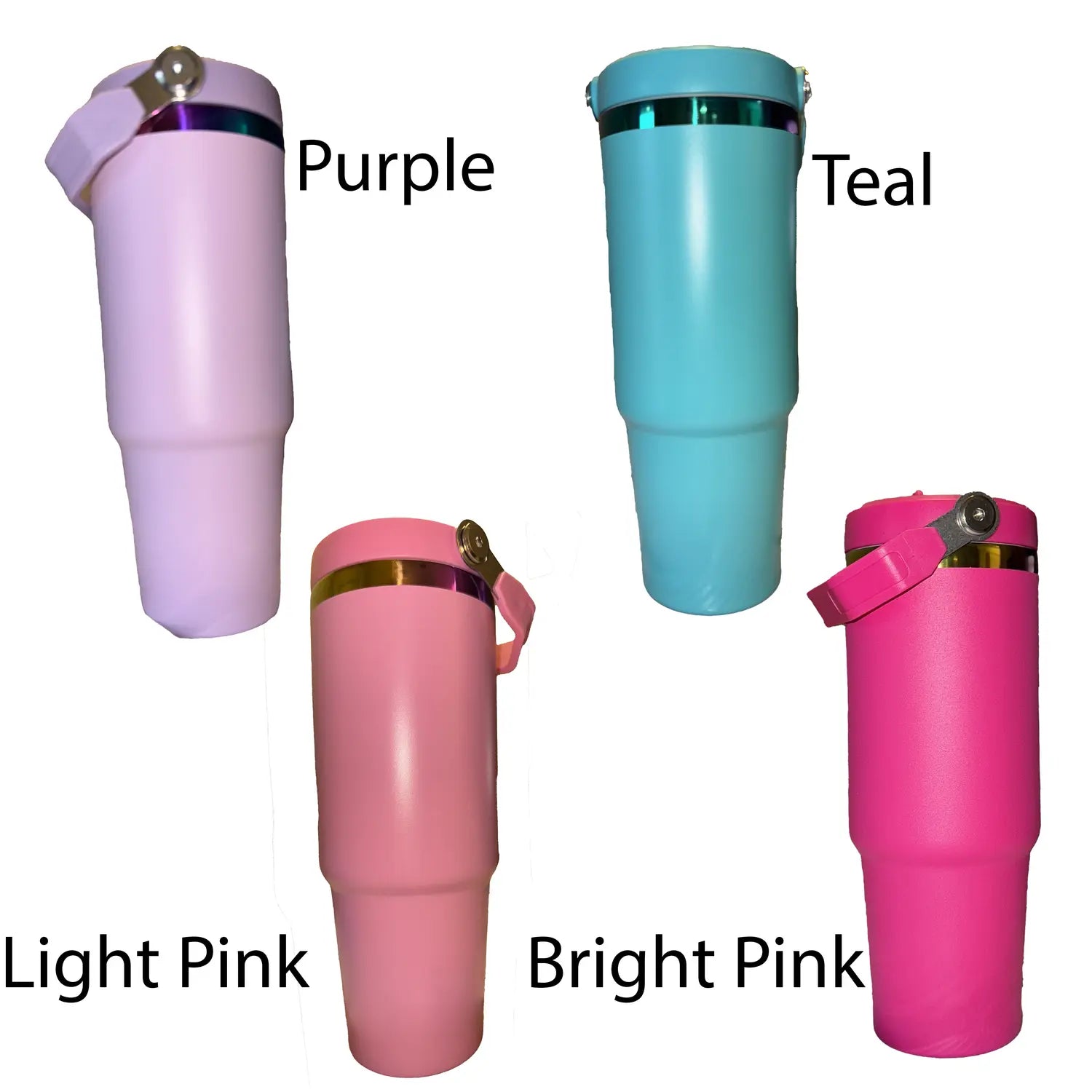 Rainbow Tumbler  in Teal, Light Pink, Light Purple, Bright Pink with Flip up Straw  30 o MM