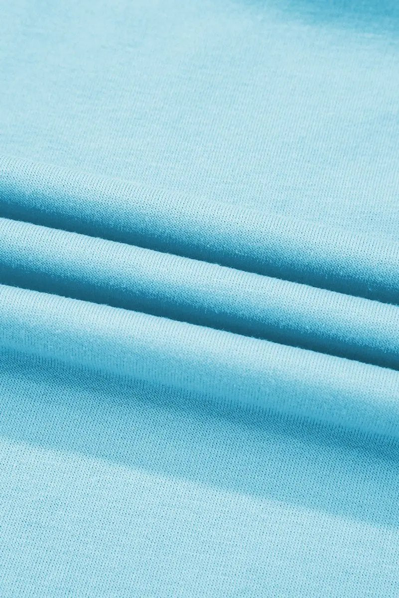 Turquoise Colorblock Edge Drop Shoulder T Shirt and Skort Set - Love Salve 