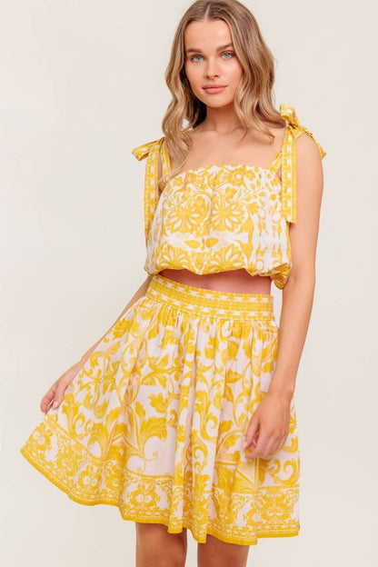 TWIG LIGHT NOIR WOVEN TOP AND SKIRT SET - Love Salve