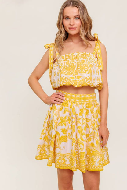 TWIG LIGHT NOIR WOVEN TOP AND SKIRT SET - Love Salve