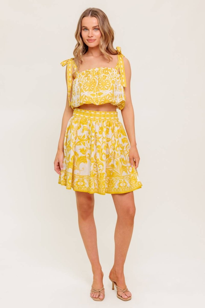 TWIG LIGHT NOIR WOVEN TOP AND SKIRT SET - Love Salve