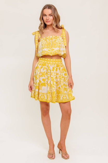 TWIG LIGHT NOIR WOVEN TOP AND SKIRT SET - Love Salve