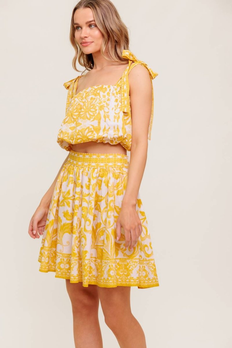 TWIG LIGHT NOIR WOVEN TOP AND SKIRT SET - Love Salve