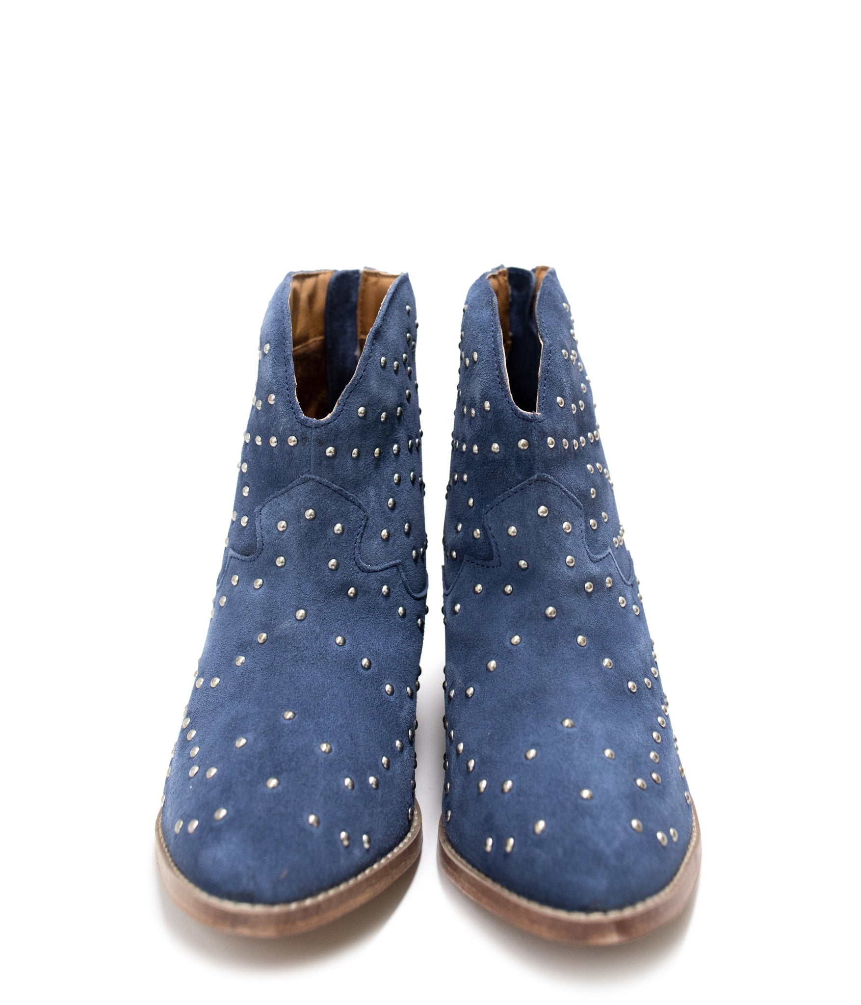 Twilight Studded Heeled Ankle Boot Denim Suede Upper Naughty Monkey