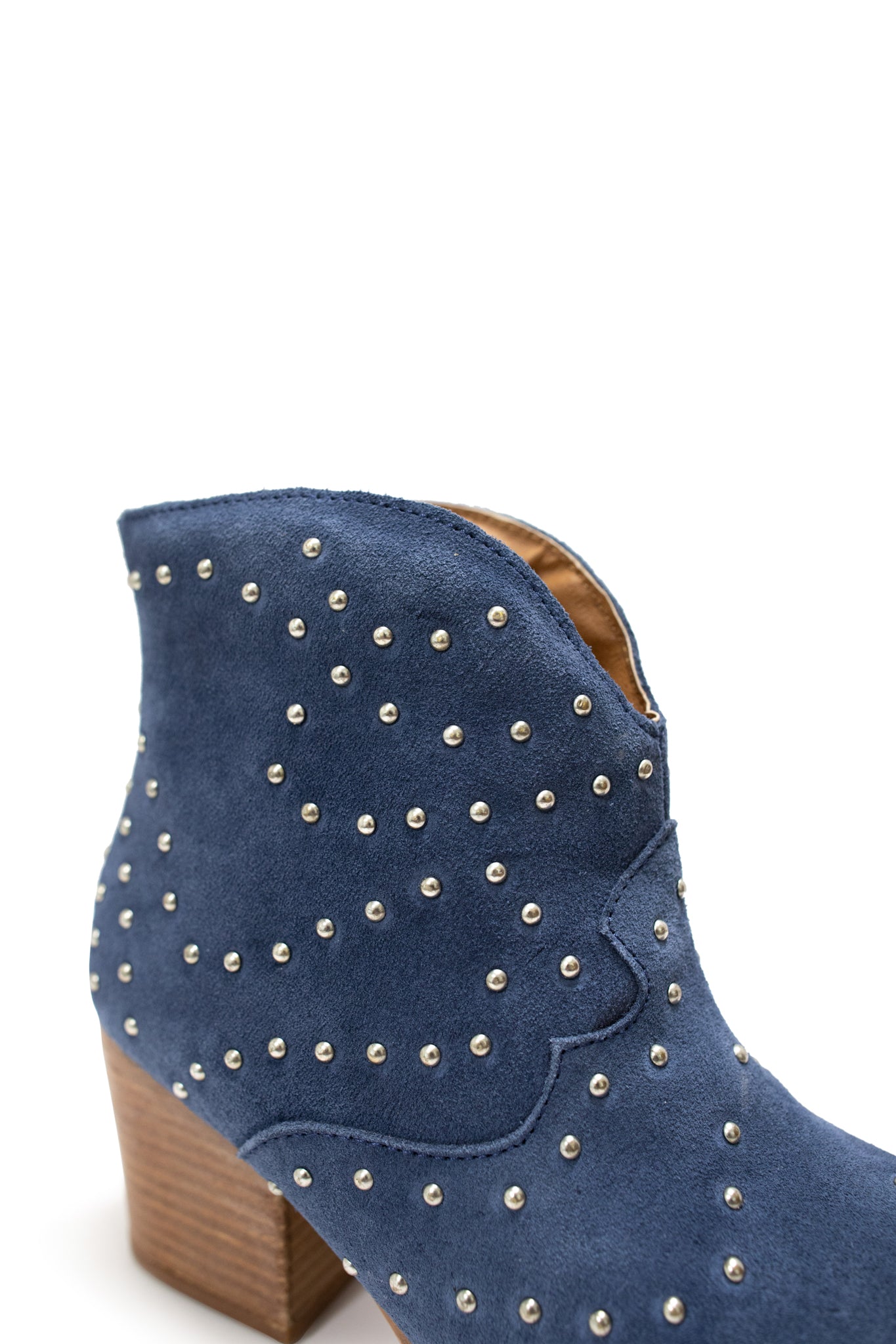 Twilight Studded Heeled Ankle Boot Denim Suede Upper Naughty Monkey
