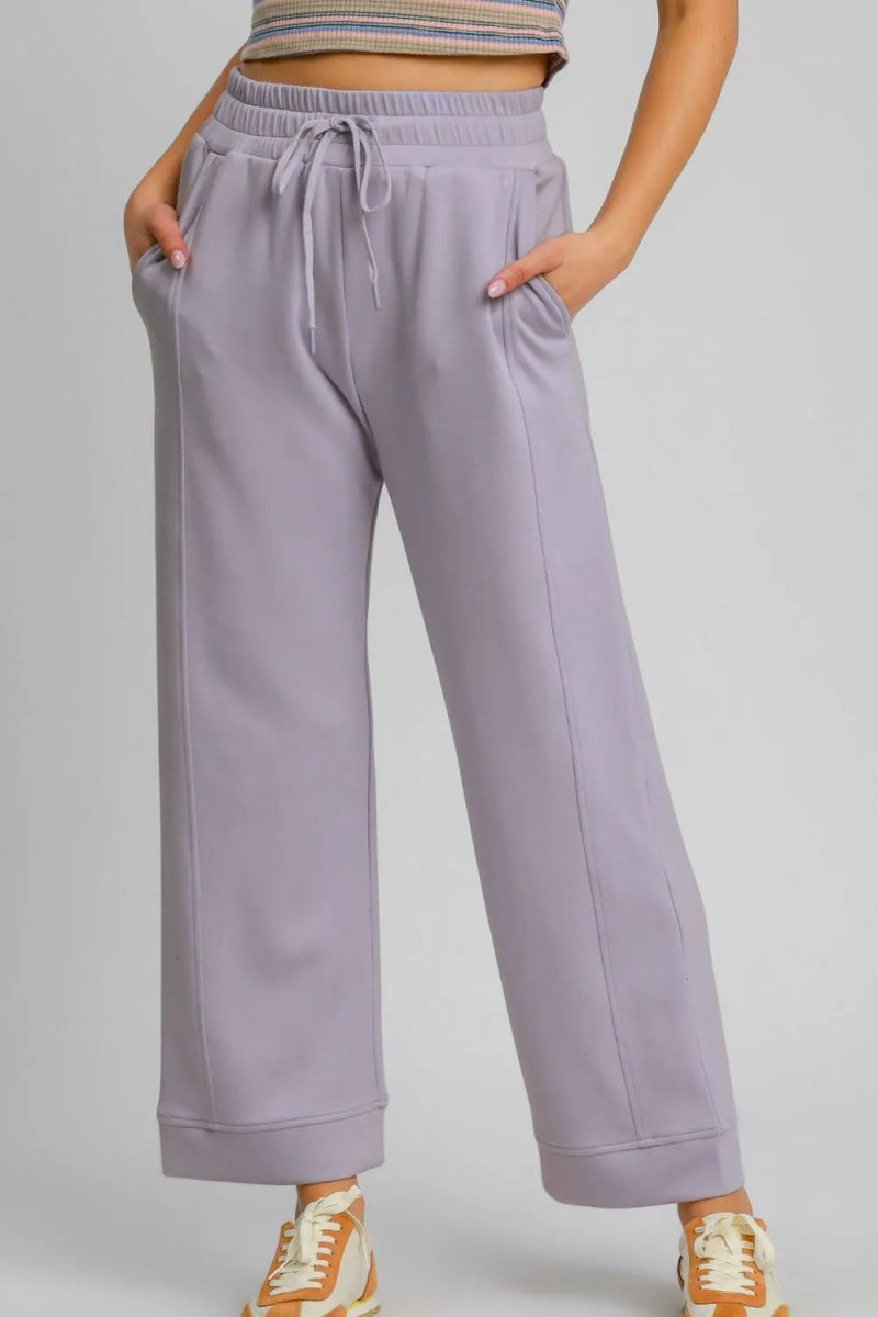 Umgee Drawstring Elastic Waist Wide Leg Pants for Women - Love Salve 