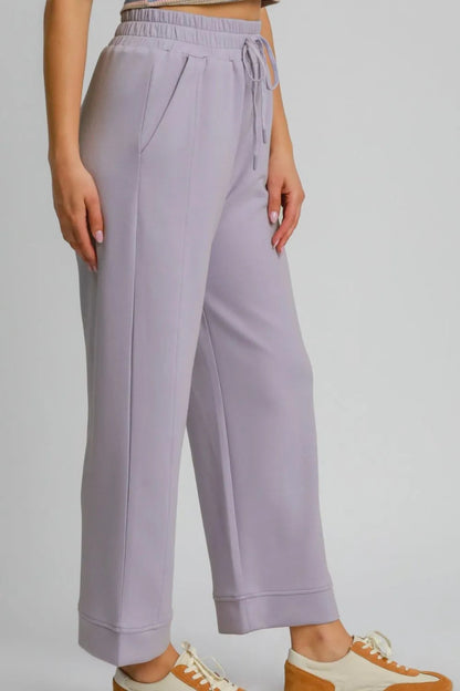 Umgee Drawstring Elastic Waist Wide Leg Pants for Women - Love Salve 