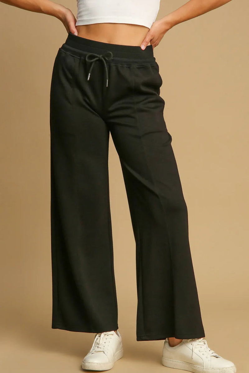 Umgee Drawstring Wide Leg Pants with Pockets for Women - Love Salve 