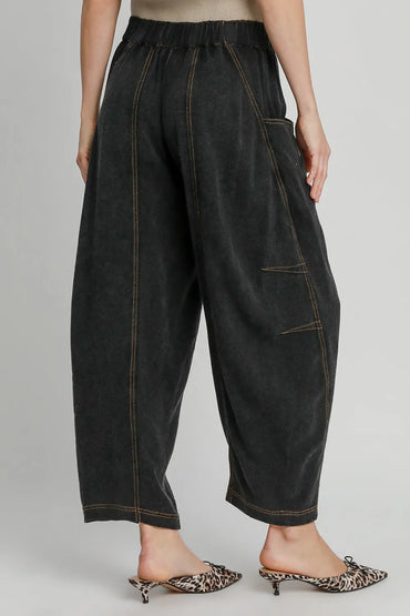 Umgee Elastic Waist Baggy Fit Pants with Pockets for Women - Love Salve 