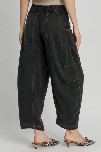 Umgee Elastic Waist Baggy Fit Pants with Pockets for Women - Love Salve 
