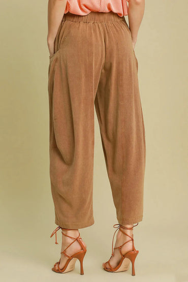 Umgee Elastic Waist Baggy Fit Pants with Pockets for Women - Love Salve 