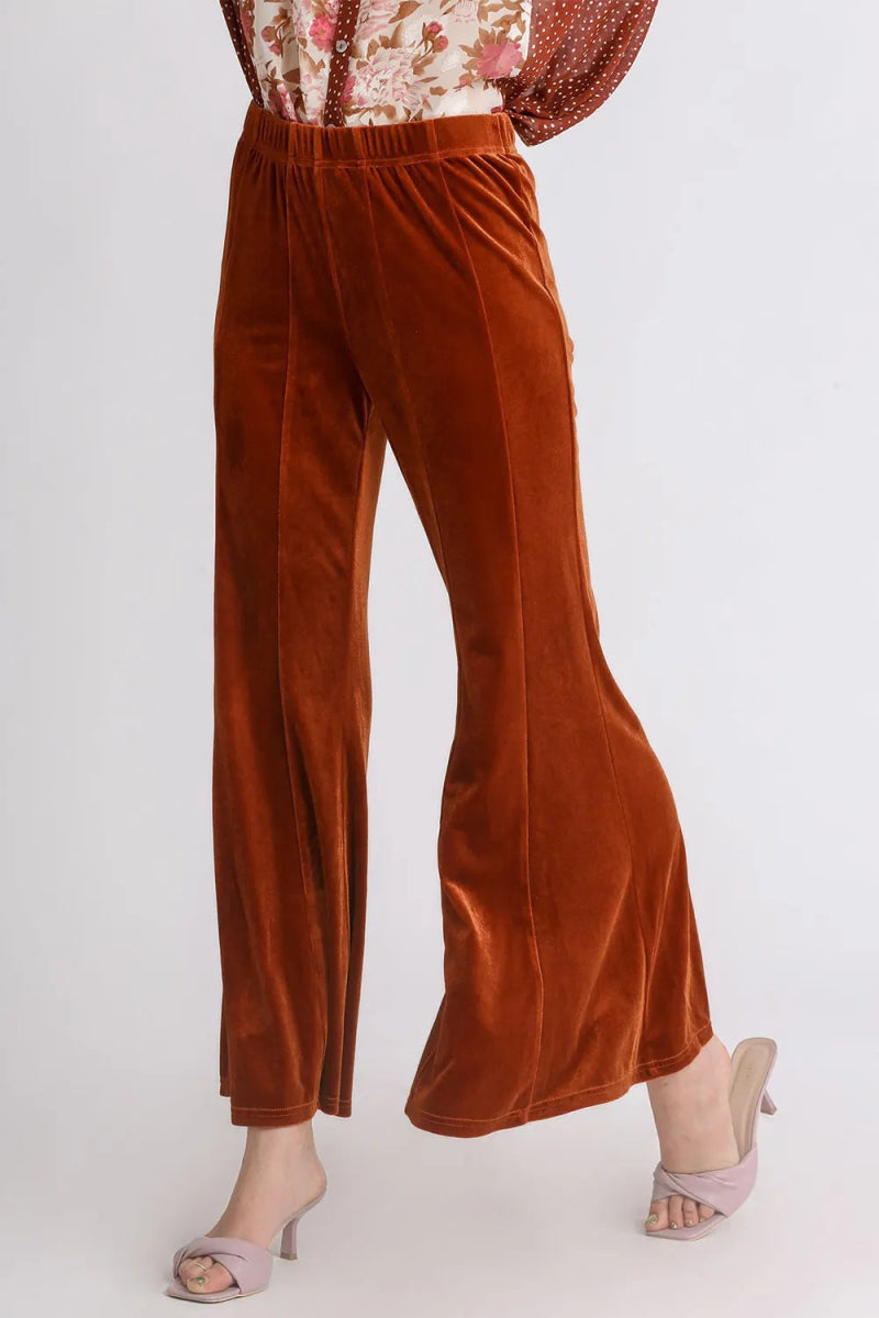 Umgee High Rise Elastic Waist Flare Pants for Women - Love Salve