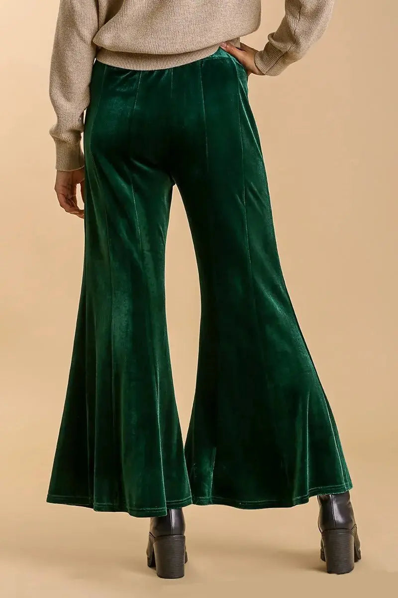 Umgee High Rise Elastic Waist Flare Pants for Women - Love Salve 