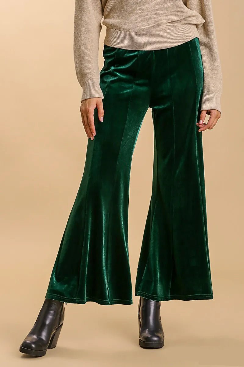Umgee High Rise Elastic Waist Flare Pants for Women - Love Salve