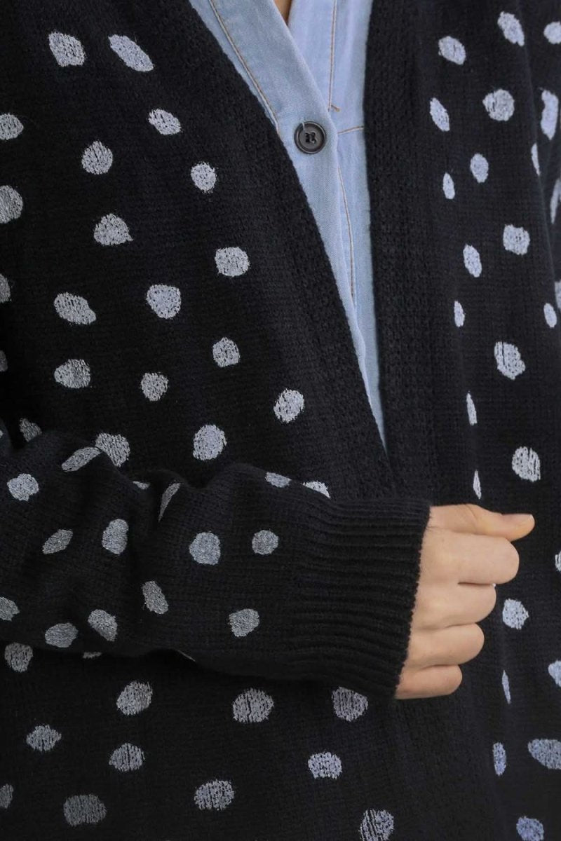 Umgee Polka Dot Open Front Drop Shoulder Cardigan - Love Salve 