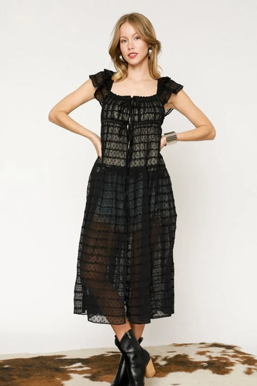 Umgee Sheer Lace Ruffled Cap Sleeve Cover Up - Love Salve