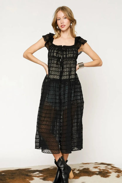 Umgee Sheer Lace Ruffled Cap Sleeve Cover Up - Love Salve