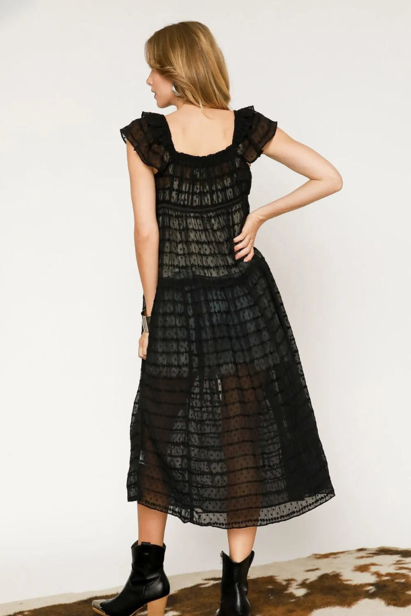 Umgee Sheer Lace Ruffled Cap Sleeve Cover Up - Love Salve