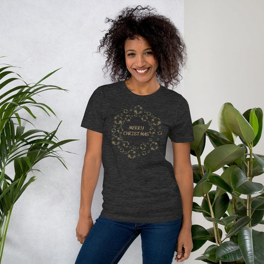 Gold Merry Christmas Tee Shirt Crew Neck, V Neck, Long Sleeve MM