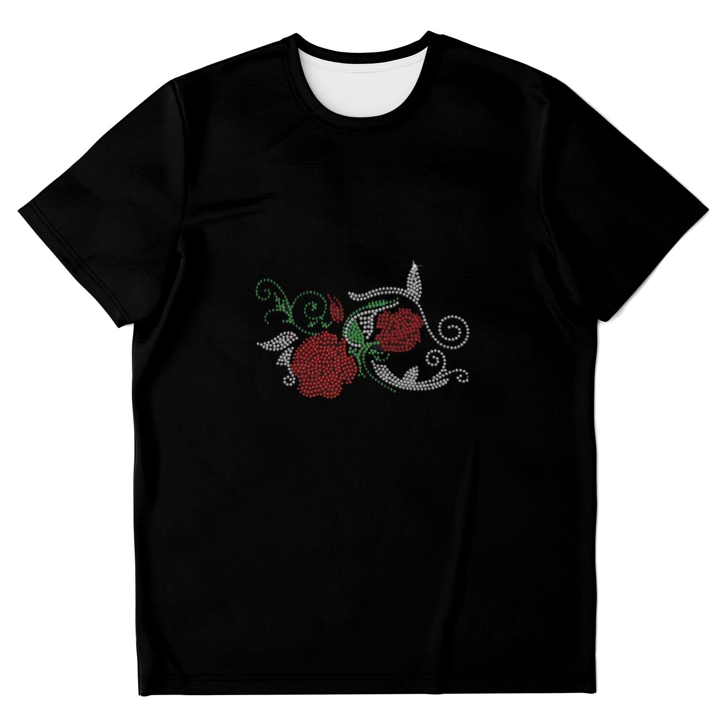 Rhinestone Red Rose Tee Shirt Crew Neck, V Neck, Tank Top MM