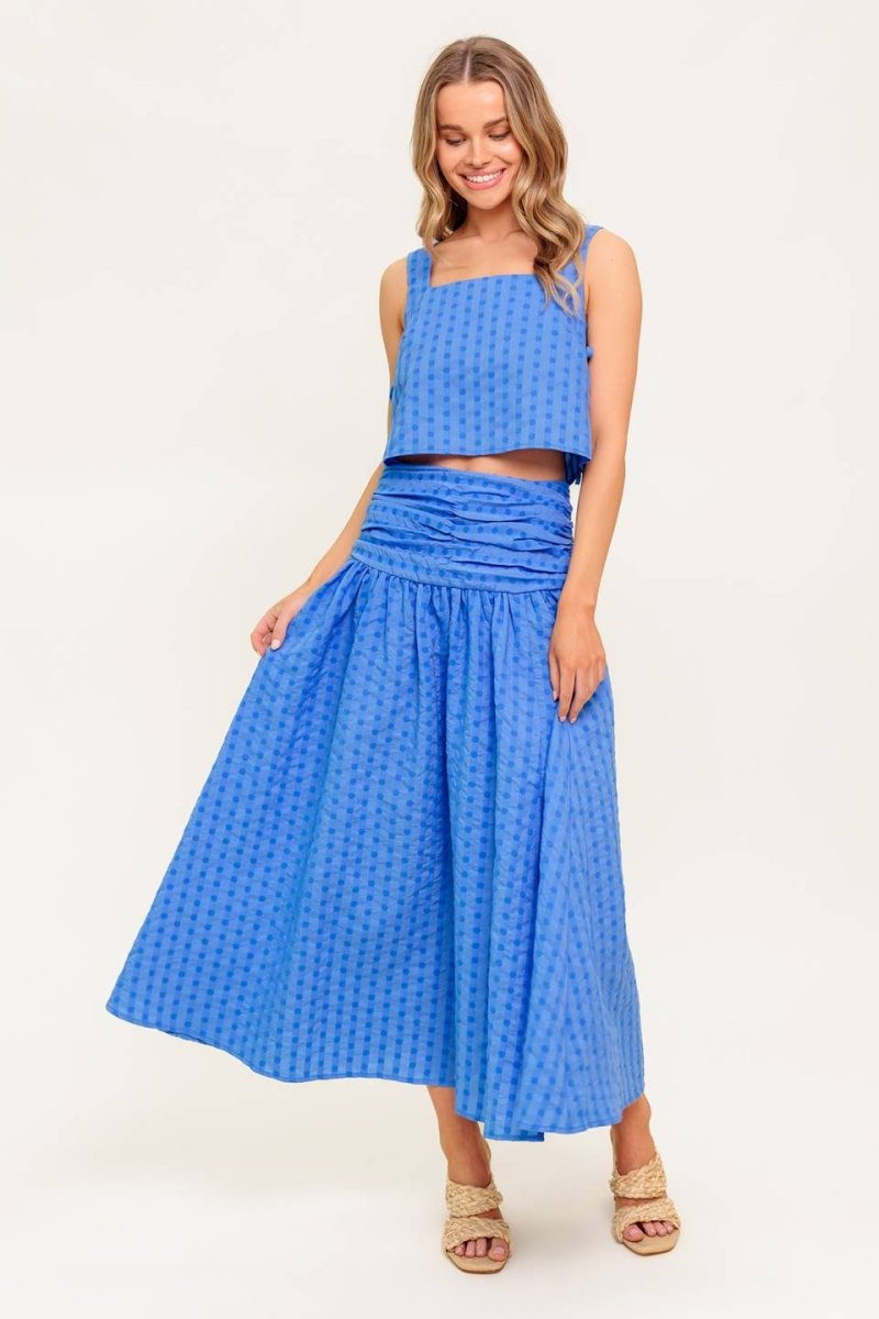 URBAN AFFAIR BLUE TOP AND SKIRT SET - Love Salve