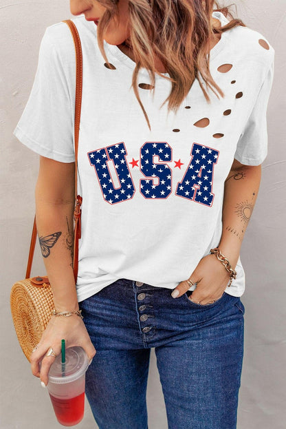 Vintage Style American Flag Printed Women's T-ShirtVintage Style American Flag Printed Women's T-Shirt
 Upgrade your wardrobe with a touch of vintage charm by embracing our Vintage Style American Flag Printed Women'sLove Salve Vintage Style American Flag Printed Women'just arrived