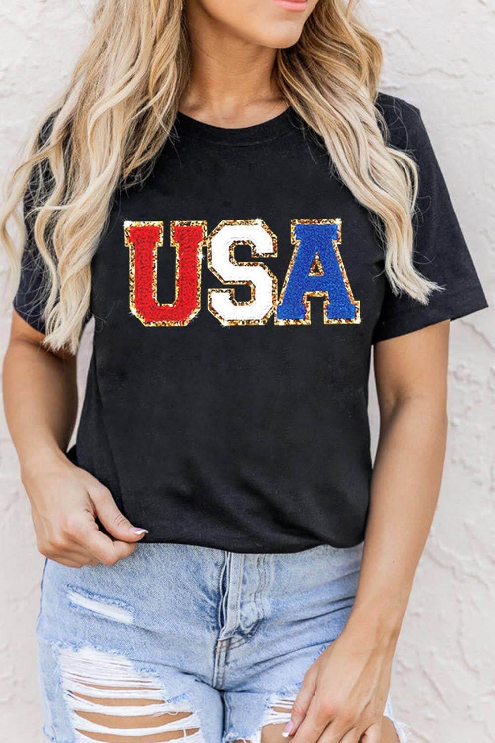 USA Round Neck Short Sleeve T-Shirt - Love Salve