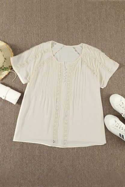 Eyelet Embroidered Button-Up Jumpsuit