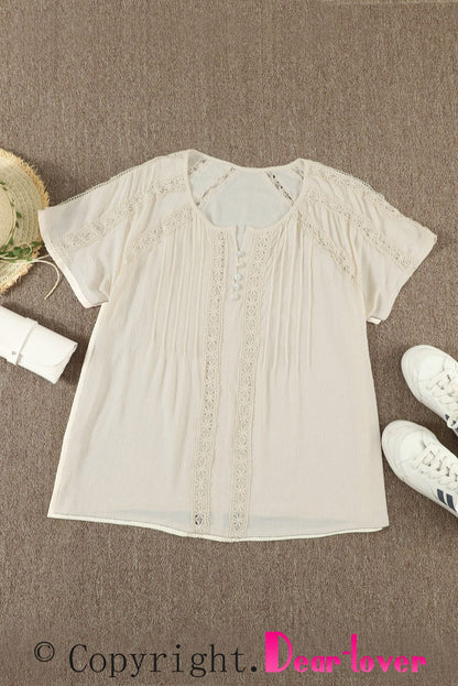 Eyelet Embroidered Button-Up Jumpsuit