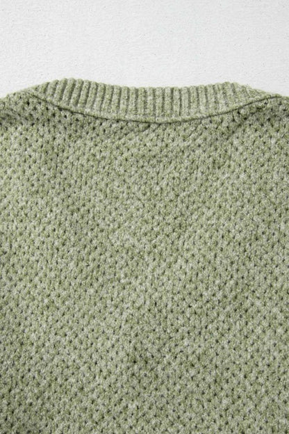 V-Neck Dropped Shoulder Long Sleeve Sweater - Love Salve 
