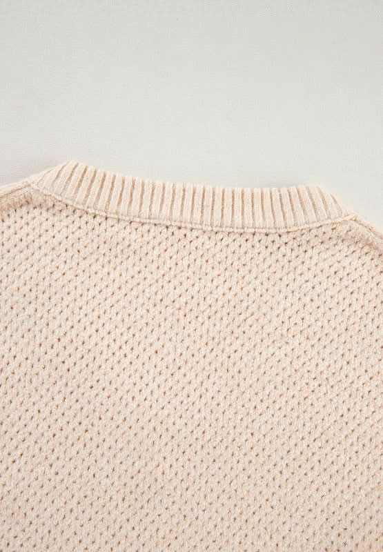 V-Neck Dropped Shoulder Long Sleeve Sweater - Love Salve 