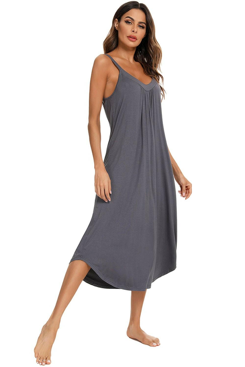 Cozy V-Neck Lounge Midi DressCozy V-Neck Lounge Midi Dress
 Indulge in Ultimate Comfort and Style with our Cozy V-Neck Lounge Midi Dress!
 Main Features:
 
 
Comfortable Elegance: Experience theLove Salve -Neck Lounge Midi Dressswimwear