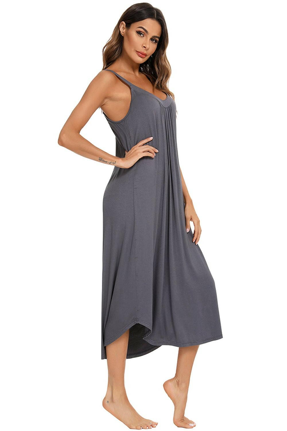 Cozy V-Neck Lounge Midi DressCozy V-Neck Lounge Midi Dress
 Indulge in Ultimate Comfort and Style with our Cozy V-Neck Lounge Midi Dress!
 Main Features:
 
 
Comfortable Elegance: Experience theLove Salve -Neck Lounge Midi Dressswimwear