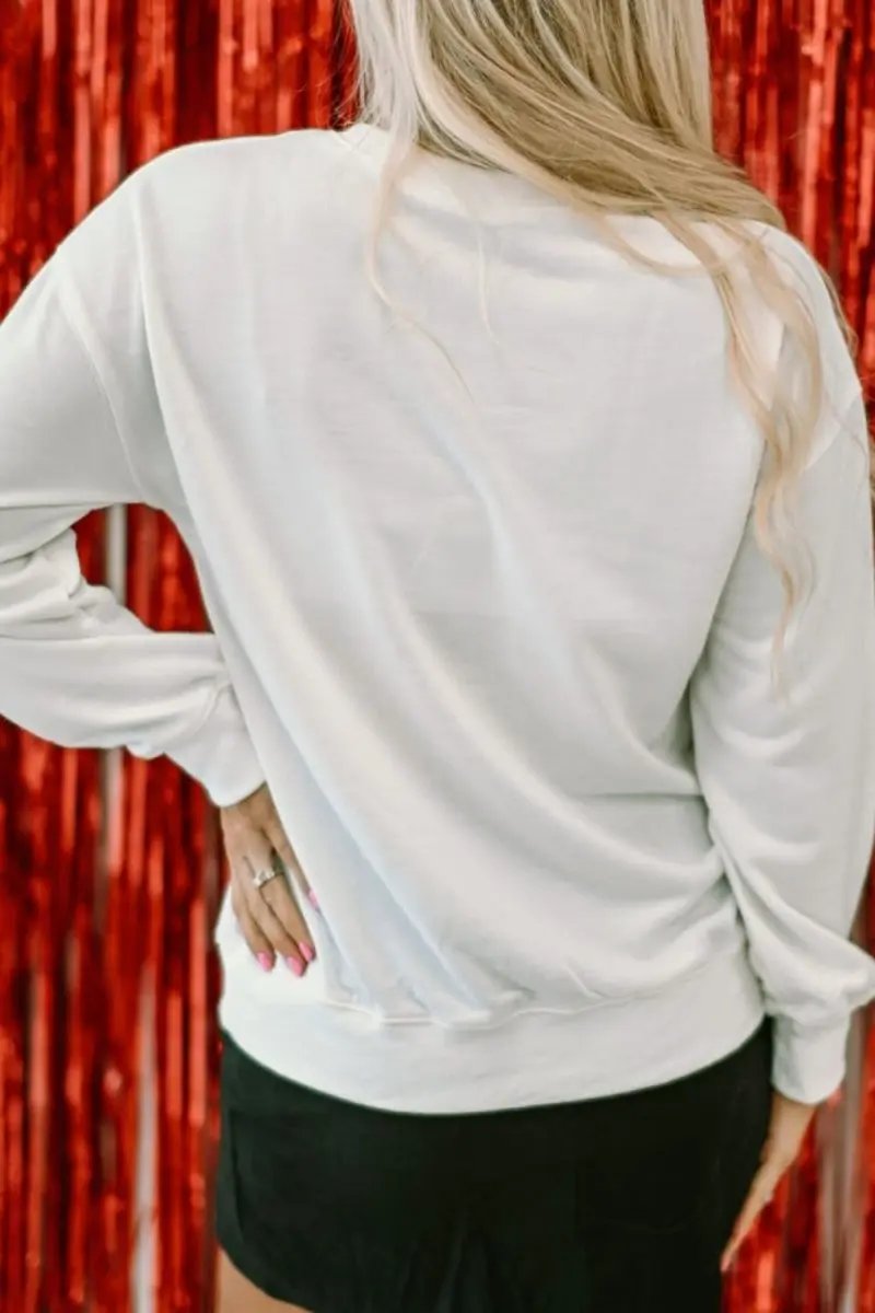 Valentine’s Day XOXO Glitter Round Neck Sweatshirt - Love Salve 