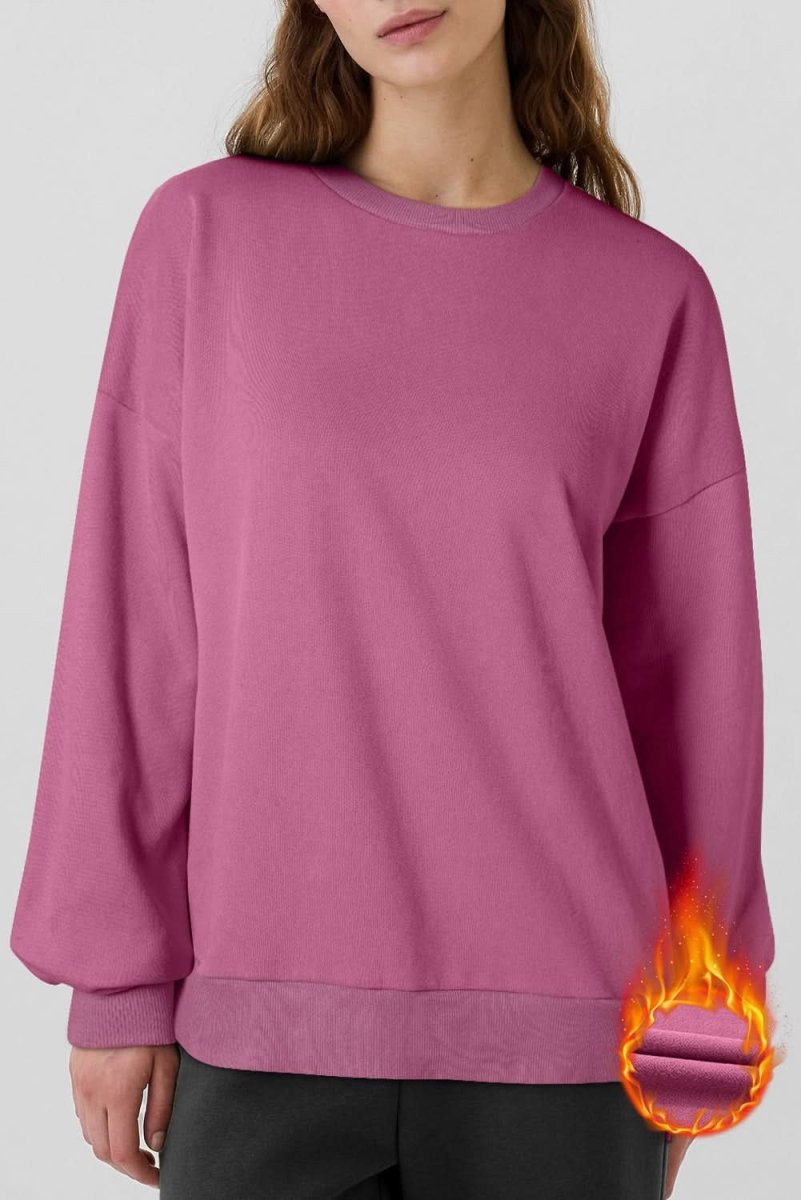 Valerian Solid Fleece Lined Drop Shoulder High Low Sweatshirt - Love Salve 