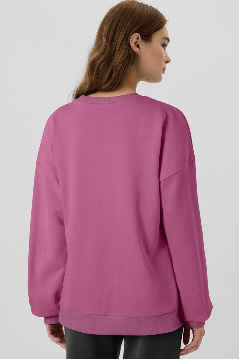 Valerian Solid Fleece Lined Drop Shoulder High Low Sweatshirt - Love Salve 