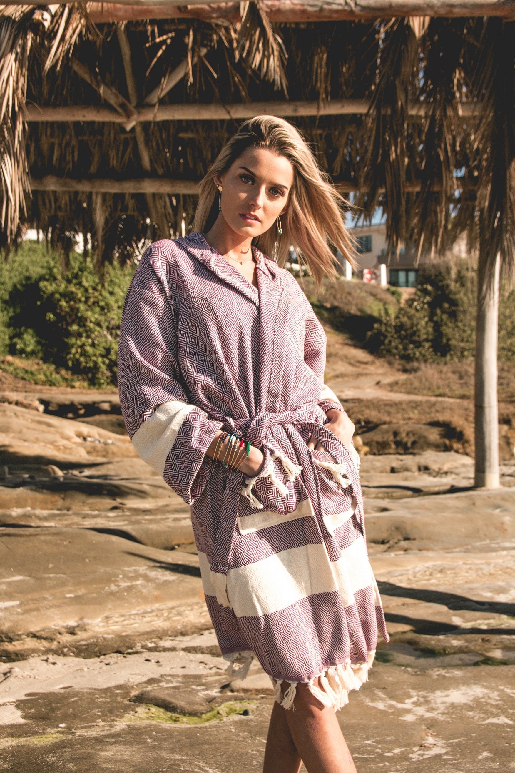 Venice Turkish Bathrobe Hand Made in Turkey 100 Percent Natural Turkish Cotton S M L XL - Love Salve 