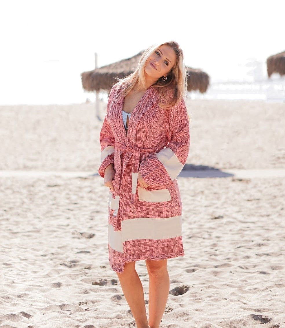 Venice Turkish Bathrobe Hand Made in Turkey 100 Percent Natural Turkish Cotton S M L XL - Love Salve 