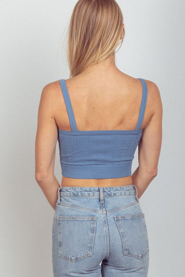 Very J Cable Knit Seamless Cropped Cami for Stylish Comfort - Love Salve 