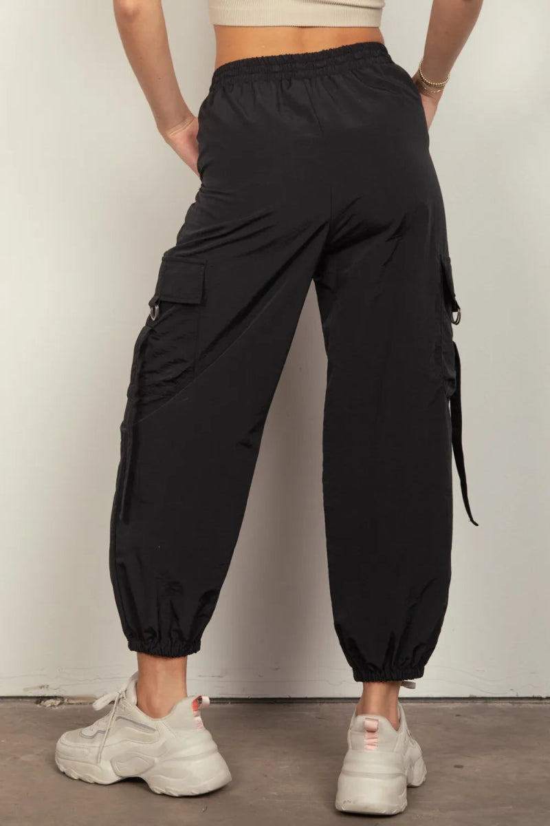 Very J Elastic Waist Woven Cargo Pants for Trendy Style - Love Salve 