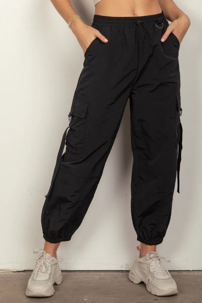 Very J Elastic Waist Woven Cargo Pants for Trendy Style - Love Salve 