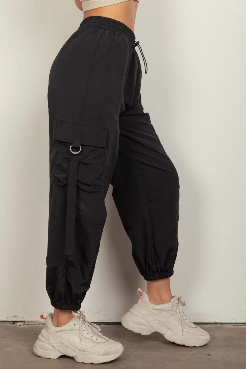 Very J Elastic Waist Woven Cargo Pants for Trendy Style - Love Salve 