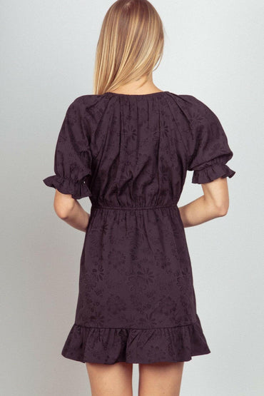 VERY J Floral Textured Woven Ruffled Mini Dress - Love Salve