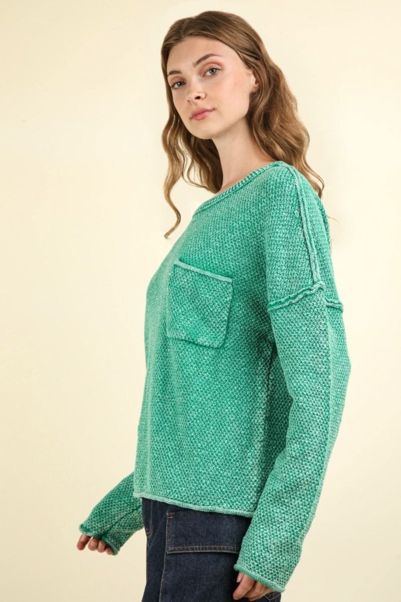VERY J Mineral Washed Exposed Seam Sweater - Love Salve