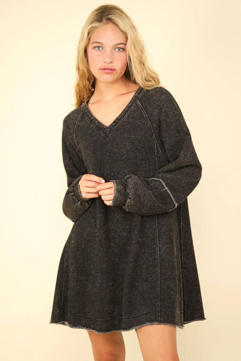 Very J Mineral Washed Oversized A-Line Mini Dress Women - Love Salve 