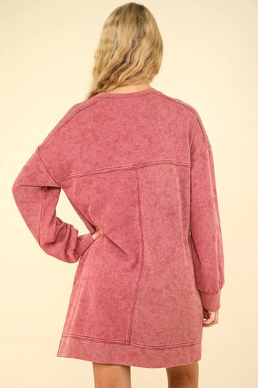 Very J Mineral Washed Oversized Sweatshirt Mini Dress - Love Salve 
